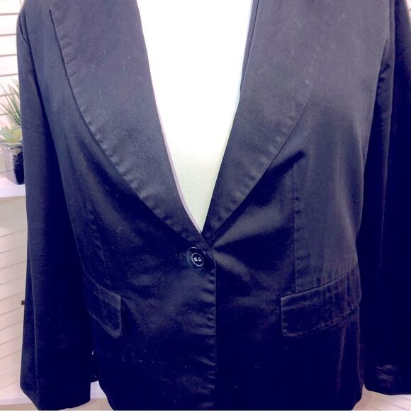 Sandro Black Cotton Blazer Coat V Neck 1X - Picture 6 of 7